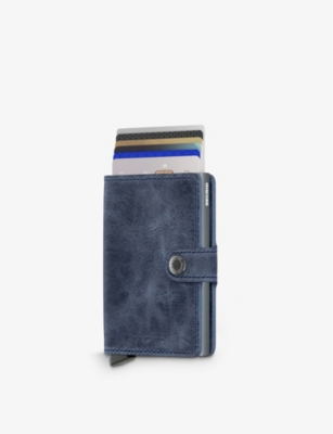 SECRID WOMENS BLUE VINTAGE BRAND-DEBOSSED LEATHER WALLET 