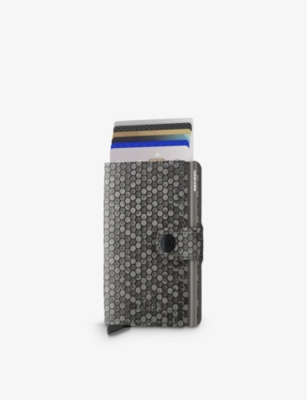 Secrid Womens Grey Miniwallet Hexagonal-print Leather Wallet In Grey