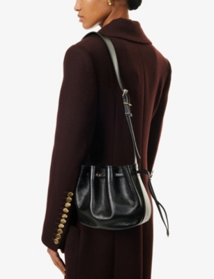 Givenchy Small Pumpkin Drawstring Leather Bucket Bag In Black