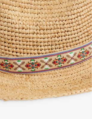 MELISSA ODABASH: Cara Aztec-trim raffia cowboy hat