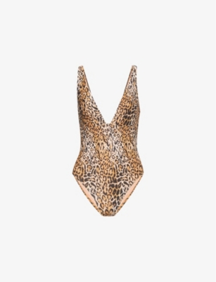 Shop Melissa Odabash Womens  Caribbean Leopard-print Swimsuit In Cheetah
