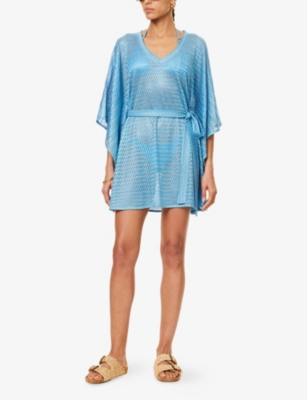 MELISSA ODABASH: Petra V-neck metallic knit cover-up