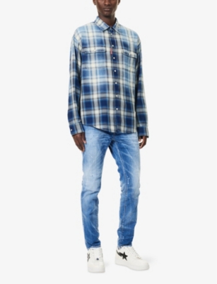 DSQUARED2: Plaid-Pattern Regular-Fit Cotton Shirt