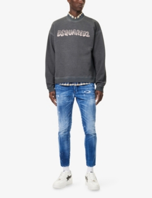 DSQUARED2: Skater Printed Tapered-Leg Slim-Fit Stretch-Denim Jeans