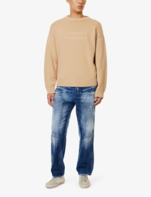 DSQUARED2: Carpenter paint-splatter relaxed-fit tapered stretch-denim jeans