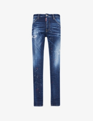 Mens Dsquared2 Cool Guy Paint-Splatter Slim-Fit Tapered Stretch-Denim Jeans
