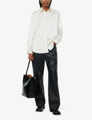 Shop Proenza Schouler White Label Mens  Raven Relaxed-fit Satin-twill Shirt In Enoki