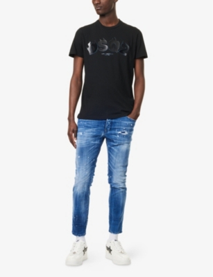 DSQUARED2: Logo-Embroidered Cigarette-Fit Cotton-Jersey T-Shirt