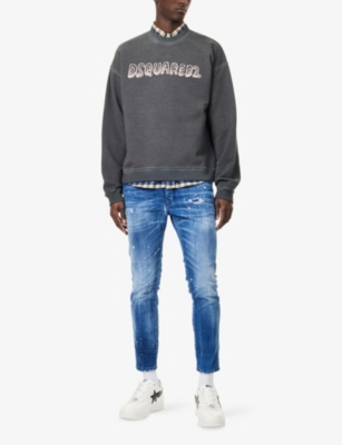 DSQUARED2: Logo-Print Relaxed-Fit Cotton-Jersey Sweatshirt