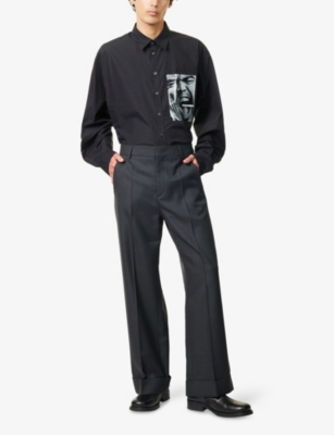 DSQUARED2: Fighter Rugby Printed Cotton-Poplin Shirt