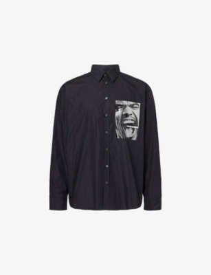 DSQUARED2: Fighter Rugby Printed Cotton-Poplin Shirt