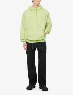 247 By Represent Mens Shadow Lime Future Terrains Kangaroo-pocket Oversized Cotton-jersey Hoody In Shadow Lime