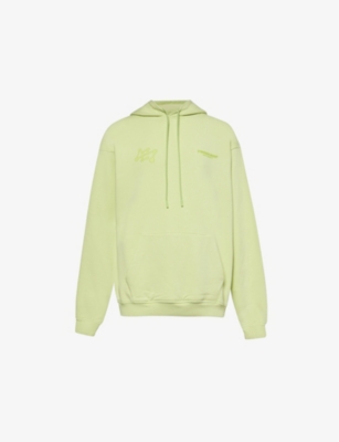247 By Represent Mens Shadow Lime Future Terrains Kangaroo-pocket Oversized Cotton-jersey Hoody In Shadow Lime