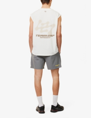 247 By Represent Mens Flat White Future Terrains Short-sleeves Oversized Stretch-woven Blend Top In Flat White