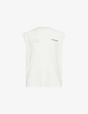 247 By Represent Mens Flat White Future Terrains Short-sleeves Oversized Stretch-woven Blend Top In Flat White