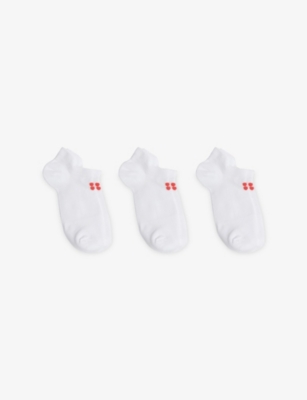 SWEATY BETTY: Workout lightweight pack of three organic-cotton blend trainer socks