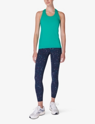 Sweaty Betty Womens Power 7/8 High-rise Stretch-woven Leggings Blue Stipple Print Xs In Blue Stipple Print
