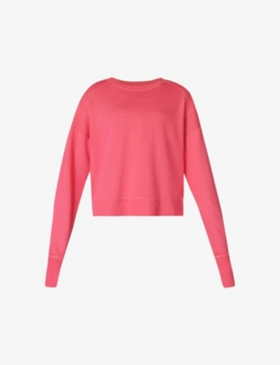 Sweaty Betty Womens Sweet Pink After Class Relaxed-fit Cropped Organic Cotton-jersey Sweatshirt