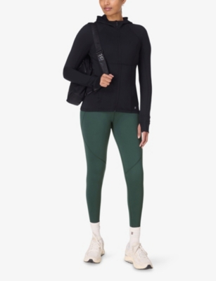 Sweaty Betty Womens Black Pro Run Zip-up Stretch Recycled-polyester Top Xxl In Black