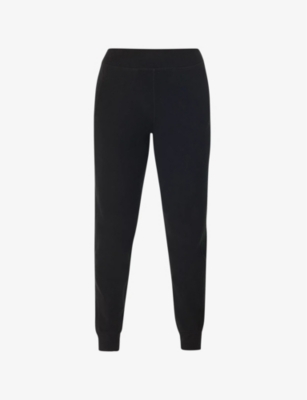 Sweaty Betty Womens Black Luxe Fleece Tapered-leg Cotton-jersey Jogging Bottoms