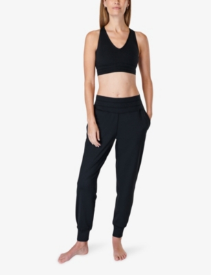 SWEATY BETTY WOMENS BLACK GAIA STRETCH-WOVEN YOGA BRA XXS