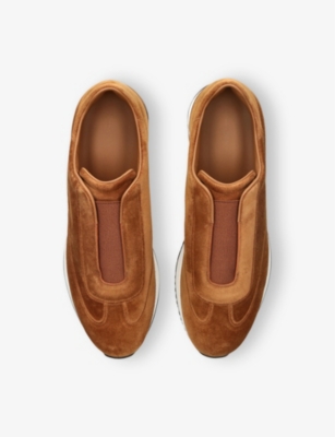 John Lobb Mens Lift Slip-on Suede Low-top Trainers Brow In Brown