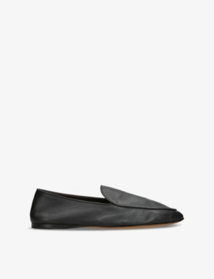 THE ROW WOMENS BLACK HEREDITAS FLAT LEATHER LOAFERS