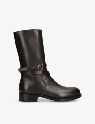 THE ROW: Jodhpur buckled leather high-leg boots