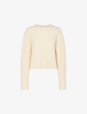 WHISTLES: Cable-knit round-neck wool-blend jumper
