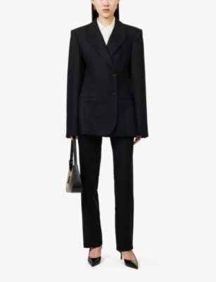 THE FRANKIE SHOP WOMENS BLACK MORRISON DOUBLE-BREASTED REGULAR-FIT STRETCH-WOOL BLAZER 