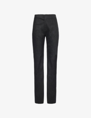 THE FRANKIE SHOP: Morrison buttoned-pocket straight-leg high-rise stretch-wool trousers