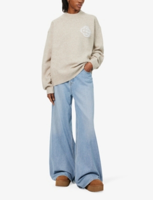THE COUTURE CLUB: Fluffy-emblem round-neck jumper