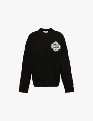 The Couture Club Womens Black Fluffy-emblem Round-neck Jumper In Black