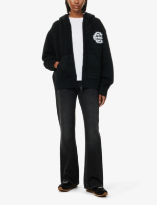 THE COUTURE CLUB: Fluffy-emblem zip-up knitted hoody