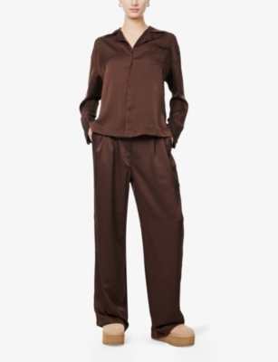 THE COUTURE CLUB: Emblem-Logo Relaxed Satin Shirt