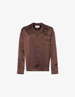 THE COUTURE CLUB: Emblem-Logo Relaxed Satin Shirt