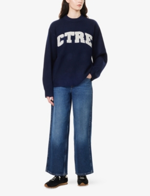 THE COUTURE CLUB: Text-Intarsia Relaxed-Fit Knitted Sweatshirt