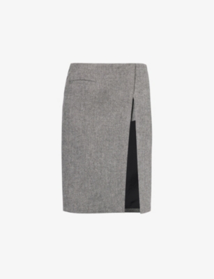 Shop Bec & Bridge Womens Charcoal Ayen Split-leg Mid-rise Wool-blend Midi Skort