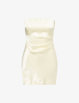 BEC & BRIDGE WOMENS ICE YELLOW SYMONE STRAPLESS RECYCLED POLYESTER-BLEND MINI DRESS 