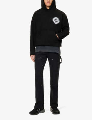 The Couture Club Mens Fluffy Emblem Regular-fit Stretch-knit Hoody Black In Black