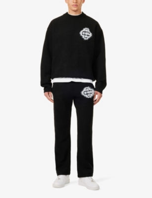 The Couture Club Mens Black Emblem Regular-fit Stretch-knit Jumper In Black