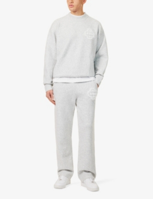 The Couture Club Mens Greymarl Emblem Regular-fit Stretch-knit Jumper In Greymarl