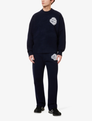The Couture Club Mens Navy Emblem Regular-fit Stretch-knit Jumper In Navy
