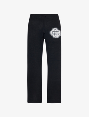 The Couture Club Mens Black Emblem Straight-leg Stretch-knit Jogging Bottoms In Black