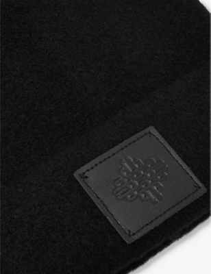 THE COUTURE CLUB: Fluffy emblem-patch knitted beanie