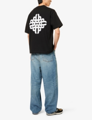 The Couture Club Mens Blurred Graphic Brand-emblem Cotton-jersey T-shirt Black In Black