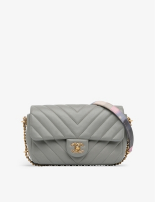 RESELFRIDGES Pre loved Chanel Mini chevron leather cross body bag Selfridges