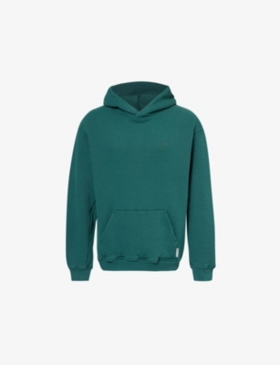 THE COUTURE CLUB MENS WASHED EMERALD CLASSICS LOGO-EMBROIDERED COTTON-JERSEY HOODY