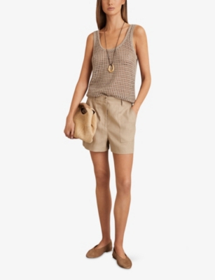REISS: Ashby Wide-Leg Linen Shorts