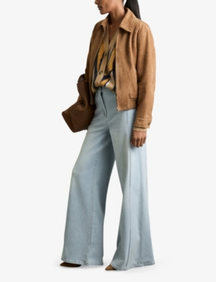 REISS: Heather Wide-Leg High-Rise Stretch-Denim Jeans